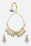 Shop_Vivinia By Vidhi Mehra_Gold Plated Beads, Pearls, Stones Embellished Choker Set _at_Aza_Fashions