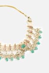 Shop_Vivinia By Vidhi Mehra_Gold Plated Beads, Pearls, Stones Embellished Choker Set _Online_at_Aza_Fashions
