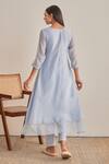 Shop_Khamaj India_Sky Blue Chanderi, Cotton Embroidery, Applique, Diana Layered Kurta And Pant Set _at_Aza_Fashions