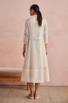 Shop_Khamaj India_Cream Chanderi, Cotton Embroidery, Applique High Neck Ellen Hand Dress _at_Aza_Fashions