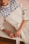 Shop_Khamaj India_Cream Chanderi, Cotton Embroidery, Applique High Neck Ellen Hand Dress _Online_at_Aza_Fashions