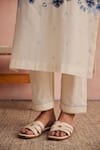 Buy_Khamaj India_Cream Chanderi, Cotton Embroidery, Applique Round Tulip Floral Kurta Andpant Set _Online_at_Aza_Fashions