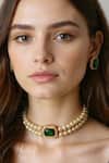 Shop_Bblingg_Green Crystals, Stones, Pearls Araana Choker Set _at_Aza_Fashions