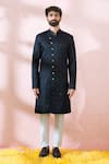 Arihant Rai Sinha Black Polyester, Viscose Geometric Pattern Sherwani And Pant Set Arihant Rai Sinha_Black Polyester, Viscose Geometric Pattern Sherwani And Pant Set