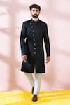 Buy Arihant Rai Sinha Black Satin, Polyester, Viscose Embroidery, Studs Textured Sherwani And Pant Set at Aza Fashions Buy_Arihant Rai Sinha_Black Satin, Polyester, Viscose Embroidery, Studs Textured Sherwani And Pant Set _at_Aza_Fashions