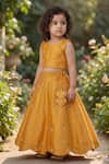 Maaikid_Yellow Taffeta, Silk Pearls, Embroidery Heart Top And Skirt Set _Online_at_Aza_Fashions