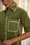 Kay Kay_Green Denim Collared, Button-down Neck Audrey Dress _Online