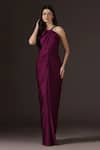 Buy_Pooja Peshoria_Purple Satin Crystals Halter Neck Placement Work Gown _at_Aza_Fashions