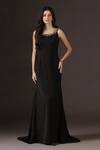 Buy_Pooja Peshoria_Black Crepe Crystals, Pearls Round Neck, Open Hand Embroidered Backless Gown _at_Aza_Fashions