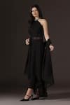 Pooja Peshoria_Black Georgette Crystals, Embroidery, Sequins, Beads Halter Neck Hand Kurta Set _Online_at_Aza_Fashions