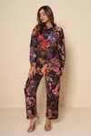 Buy_Kameez_Black Bamboo, Silk Collared Botanica Printed Shirt And Pant Co-ord Set _Online_at_Aza_Fashions