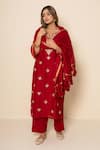 Kameez_Red Chanderi, Cotton Gota Patti, Embroidery, Lace, Scarlet Luxe Kurta Set _Online_at_Aza_Fashions