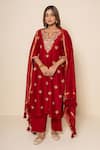 Buy_Kameez_Red Chanderi, Cotton Gota Patti, Embroidery, Lace, Scarlet Luxe Kurta Set _at_Aza_Fashions
