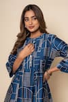 Shop_Kameez_Blue Chanderi, Cotton Round Neck Mosaic Hand Print Kurta And Pant Set _Online_at_Aza_Fashions