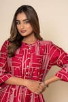 Buy_Kameez_Magenta Chanderi, Cotton Round Neck Blush Reverie Hand Print Kurta And Pant Set _Online_at_Aza_Fashions