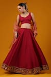 Buy_Baaro Masi_Magenta Silk, Cotton, Organza Sequins, Zari, Embroidery Border Lehenga Set _at_Aza_Fashions