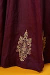 Baaro Masi_Purple Silk, Cotton, Organza Zari, Sequins, Embroidery V-neck Hand Lehenga Set _at_Aza_Fashions