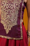 Shop_Baaro Masi_Purple Silk, Cotton Sequins, Zari Round Neck Embroidered Kurta And Lehenga Set _Online_at_Aza_Fashions