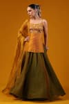 Shop_Baaro Masi_Green Silk Sequins, Zari, Embroidery Scoop Neck Kurta Lehenga Set _Online_at_Aza_Fashions
