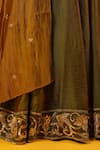 Baaro Masi_Green Silk, Cotton Sequins, Embroidery, Zari V-neck Border Lehenga Set _at_Aza_Fashions