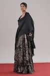 Buy_Urvashi Kaur_Black Brocade, Silk, Tissue Zari Etoile Woven Lehenga _Online_at_Aza_Fashions