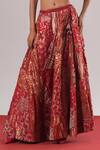 Buy_Urvashi Kaur_Red Brocade, Tussar, Tissue, Silk Zari, Embroidery Etoile Woven Flared Lehenga _Online_at_Aza_Fashions