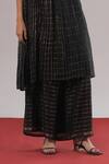 Urvashi Kaur_Black Kota Doria Zari Heiko Handwoven Farshi Pant _Online_at_Aza_Fashions