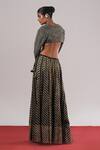 Shop_Urvashi Kaur_Black Cotton, Silk Dawn Leheriya Hand Block Printed Flared Lehenga _at_Aza_Fashions