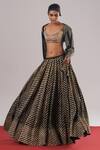 Buy_Urvashi Kaur_Black Cotton, Silk Dawn Leheriya Hand Block Printed Flared Lehenga _at_Aza_Fashions