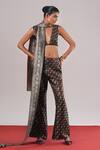 Buy_Urvashi Kaur_Black Brocade, Silk Zyra Wide-leg Pant _at_Aza_Fashions
