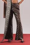Buy_Urvashi Kaur_Black Brocade, Silk Zyra Wide-leg Pant _Online_at_Aza_Fashions
