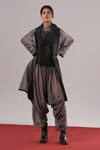 Buy_Urvashi Kaur_Grey Cotton, Silk Quotient Solid Salwar _Online_at_Aza_Fashions