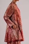 Shop_Urvashi Kaur_Red Brocade, Silk Zari Collared Woven Tunic _Online_at_Aza_Fashions