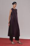 Urvashi Kaur_Purple Chanderi Silk Zari Round Neck Mira Sleeveless Tunic _Online_at_Aza_Fashions