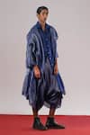 Buy_Urvashi Kaur_Blue Tissue, Silk Denote Handwoven Dhoti Pant _Online_at_Aza_Fashions