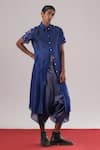 Buy_Urvashi Kaur_Blue Tissue, Silk Denote Handwoven Dhoti Pant _at_Aza_Fashions