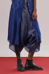 Urvashi Kaur_Blue Tissue, Silk Denote Handwoven Dhoti Pant _at_Aza_Fashions
