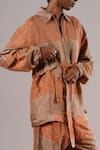 Urvashi Kaur_Orange Tissue, Silk Qua Handwoven Bomber Jacket _Online_at_Aza_Fashions
