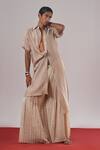 Buy_Urvashi Kaur_Off White Chanderi Silk Embroidery Echo Pleated Palazzo 