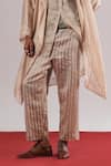 Urvashi Kaur_Silver Kota Doria, Silk Ora Striped Woven Trousers _Online_at_Aza_Fashions