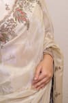 Shop_Label Deepshika Agarwal_Ivory Tissue Embroidery Sweetheart Neck Hand Saree With Blouse _Online_at_Aza_Fashions