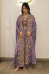 Shop_Label Deepshika Agarwal_Purple Silk Embroidery, Zari Open Neck, Hand Cape Skirt Set _at_Aza_Fashions