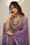 Buy_Label Deepshika Agarwal_Purple Silk Embroidery, Zari Open Neck, Hand Cape Skirt Set _Online_at_Aza_Fashions