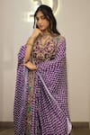 Shop_Label Deepshika Agarwal_Purple Silk Embroidery, Zari Open Neck, Hand Cape Skirt Set _Online_at_Aza_Fashions