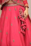 Buy_Label Deepshika Agarwal_Pink Bemberg, Silk Embroidery, Sequins, Metallic Hand Koti Blouse Lehenga Set _Online_at_Aza_Fashions