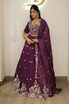 Buy_Label Deepshika Agarwal_Purple Silk Embroidery Scoop Neck Hand Cutwork Lehenga Set _at_Aza_Fashions