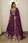 Shop_Label Deepshika Agarwal_Purple Silk Embroidery Scoop Neck Hand Cutwork Lehenga Set _at_Aza_Fashions