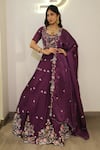Buy_Label Deepshika Agarwal_Purple Silk Embroidery Scoop Neck Hand Cutwork Lehenga Set 