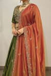 Buy_Label Deepshika Agarwal_Green Tissue Embroidery, Zari Sweetheart Neck Hand Lehenga Blouse Set 