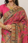 Label Deepshika Agarwal_Pink Silk Embroidery Round Neck Scallop Border Saree With Blouse _at_Aza_Fashions